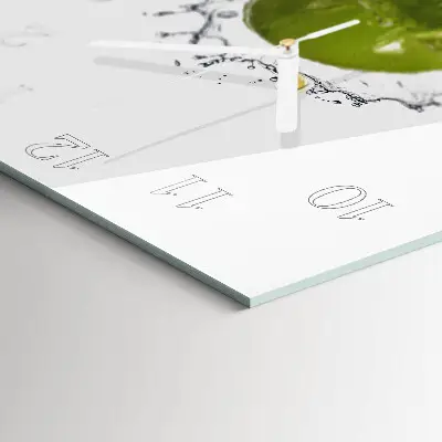 Vierkante glazen wandklok Water met kalk