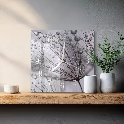 Decoratieve glazen klok vierkant Paardebloem