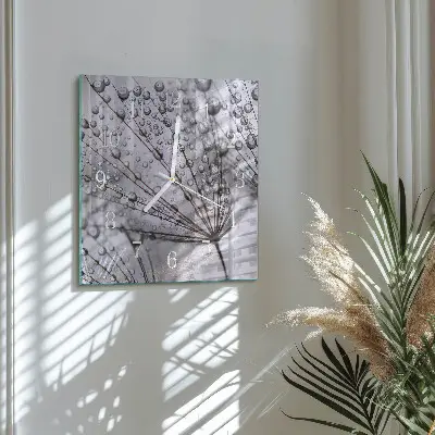 Decoratieve glazen klok vierkant Paardebloem