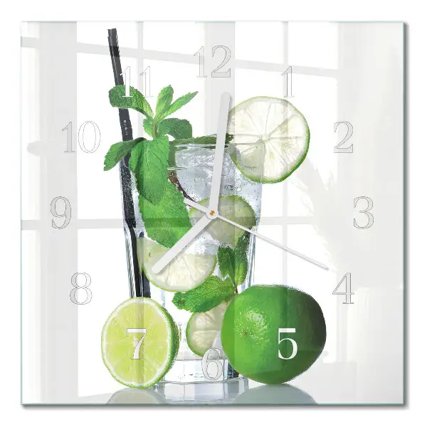 Moderne wandklok glas vierkant Limoen en munt