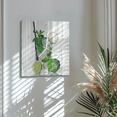 Moderne wandklok glas vierkant Limoen en munt