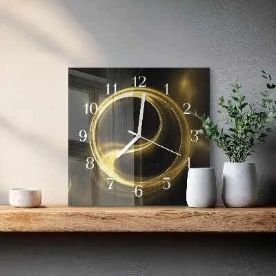 Vierkante glazen wandklok Abstracte cirkel