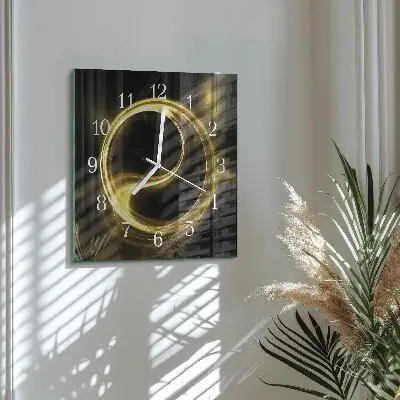 Vierkante glazen wandklok Abstracte cirkel
