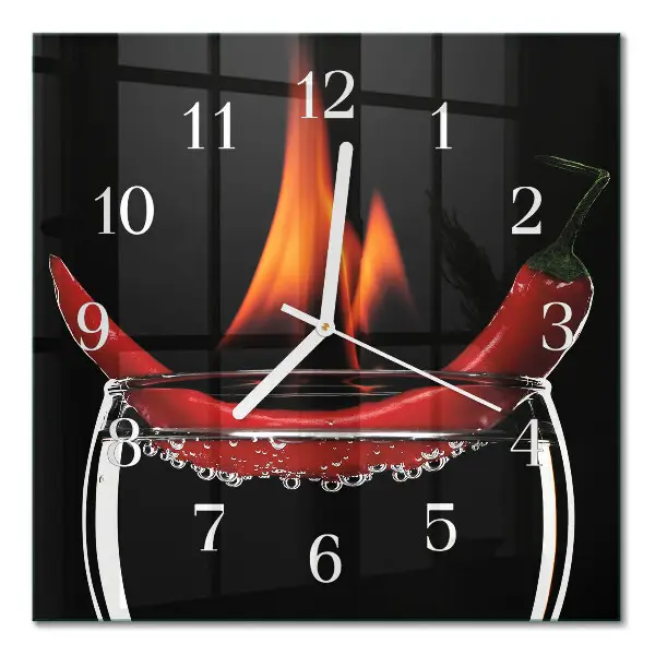 Decoratieve glazen klok vierkant Pittige chili
