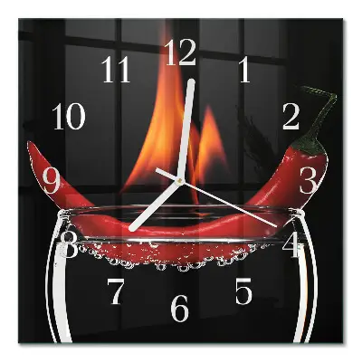 Decoratieve glazen klok vierkant Pittige chili
