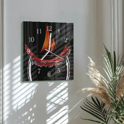 Decoratieve glazen klok vierkant Pittige chili