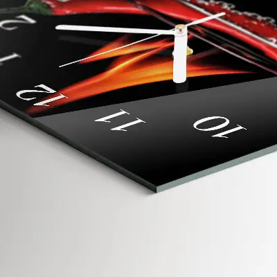 Decoratieve glazen klok vierkant Pittige chili