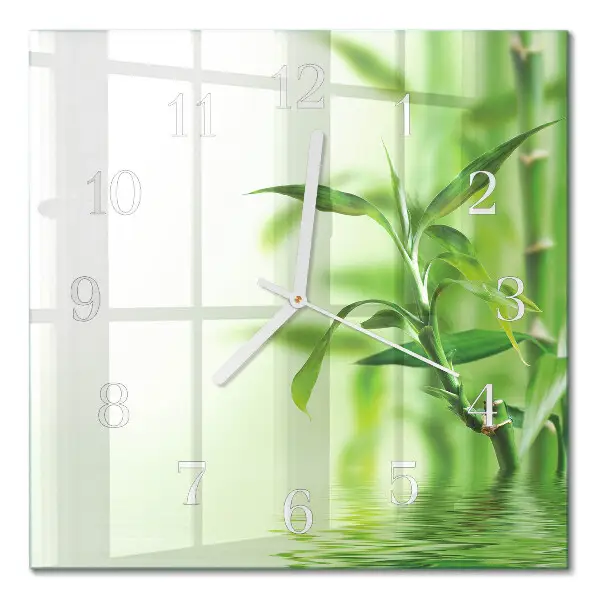 Moderne wandklok glas vierkant Bamboe