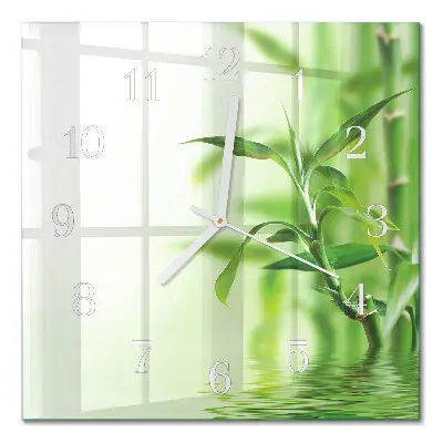 Moderne wandklok glas vierkant Bamboe