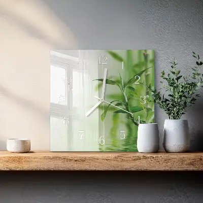 Moderne wandklok glas vierkant Bamboe