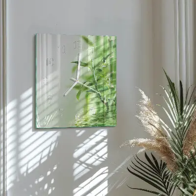 Moderne wandklok glas vierkant Bamboe