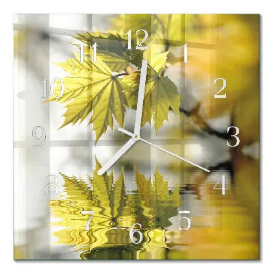 Vierkante glas klok Esdoornblad
