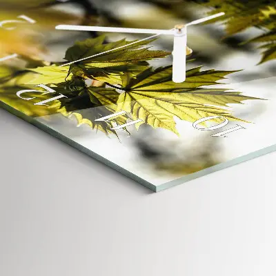 Vierkante glas klok Esdoornblad