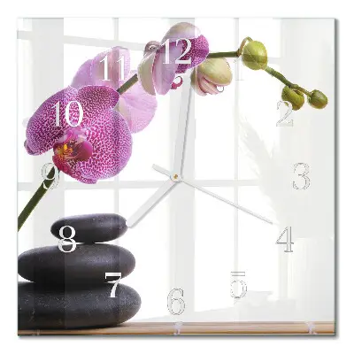 Decoratieve glazen klok vierkant Orchidee