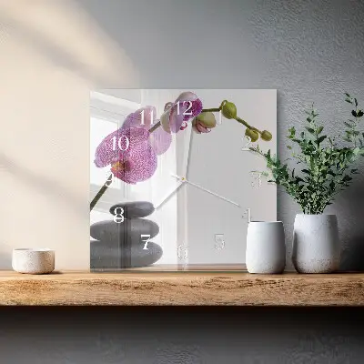 Decoratieve glazen klok vierkant Orchidee