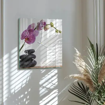 Decoratieve glazen klok vierkant Orchidee