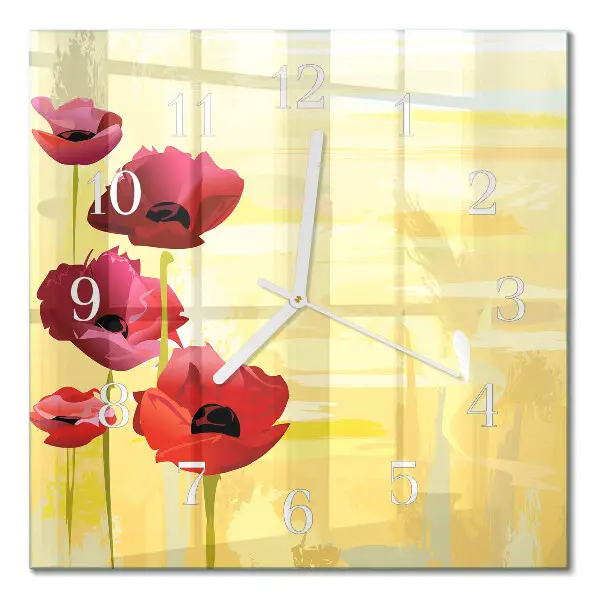 Moderne wandklok glas vierkant Klaprozen