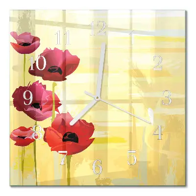 Moderne wandklok glas vierkant Klaprozen