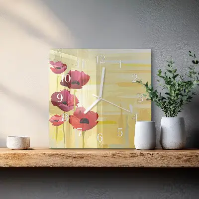 Moderne wandklok glas vierkant Klaprozen