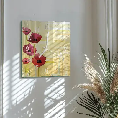 Moderne wandklok glas vierkant Klaprozen