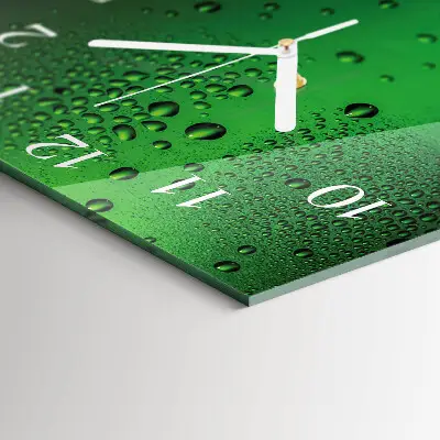 Vierkante glazen wandklok Waterdruppels