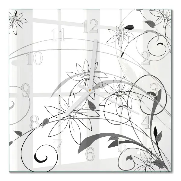 Moderne wandklok glas vierkant Bloemkunst