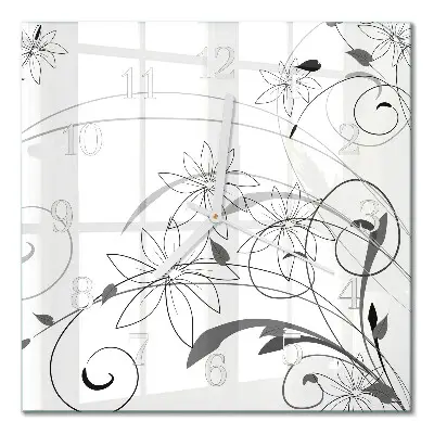 Moderne wandklok glas vierkant Bloemkunst