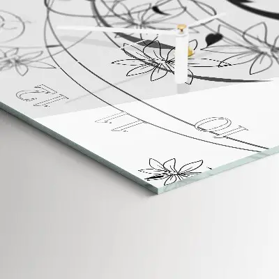 Moderne wandklok glas vierkant Bloemkunst