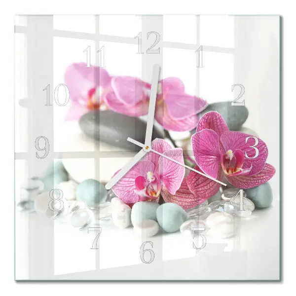 Decoratieve glazen klok vierkant Orchideeën