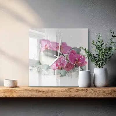 Decoratieve glazen klok vierkant Orchideeën