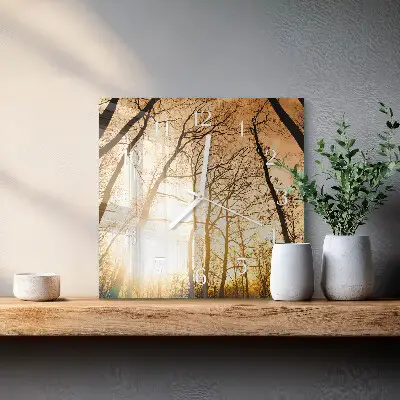 Vierkante glazen klok Bomen