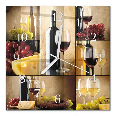 Moderne wandklok glas vierkant Een fles wijn