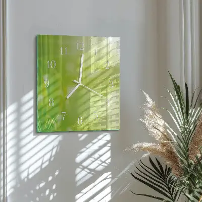 Vierkante glazen wandklok Gras