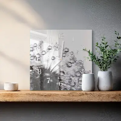 Decoratieve glazen klok vierkant Paardebloem