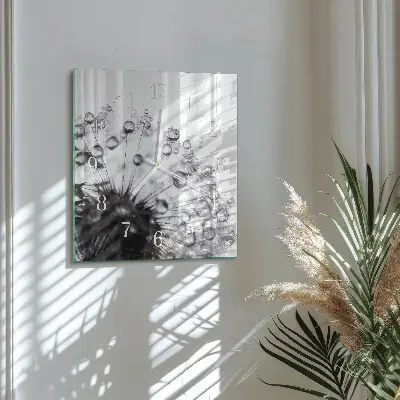 Decoratieve glazen klok vierkant Paardebloem