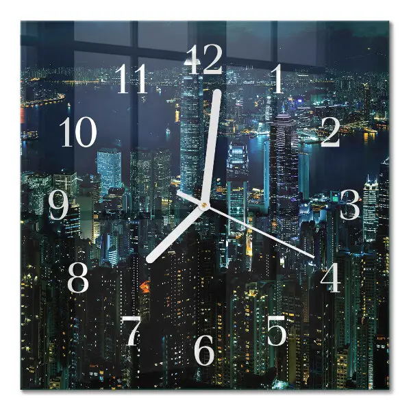 Vierkante glazen wandklok Horizon