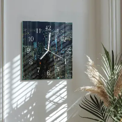 Vierkante glazen wandklok Horizon