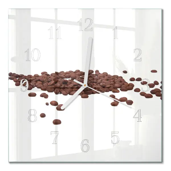 Moderne wandklok glas vierkant Koffiebonen