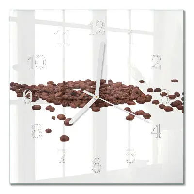 Moderne wandklok glas vierkant Koffiebonen