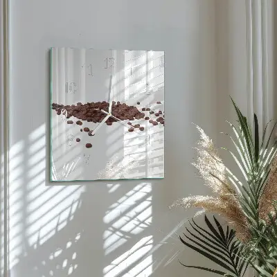 Moderne wandklok glas vierkant Koffiebonen