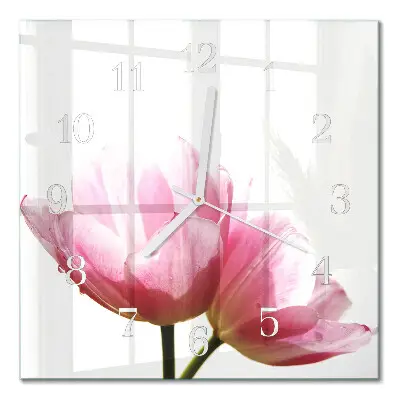 Vierkante glas klok Tulpen