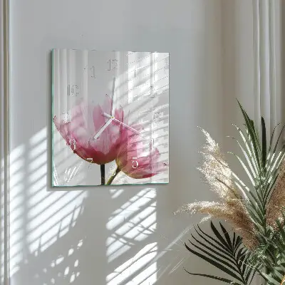 Vierkante glas klok Tulpen