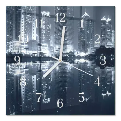 Vierkante glazen wandklok Horizon