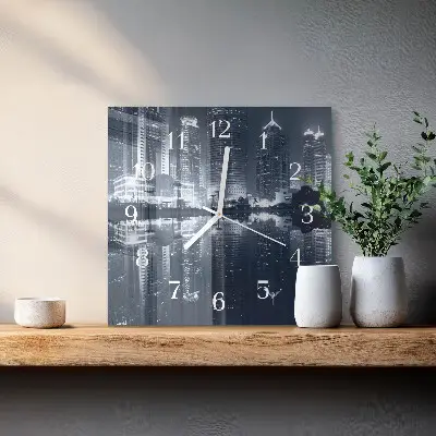 Vierkante glazen wandklok Horizon