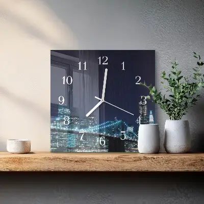 Vierkante glazen klok Horizon