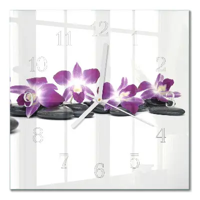Decoratieve glazen klok vierkant Orchidee