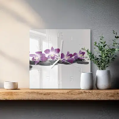 Decoratieve glazen klok vierkant Orchidee
