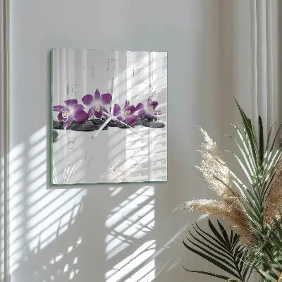 Decoratieve glazen klok vierkant Orchidee