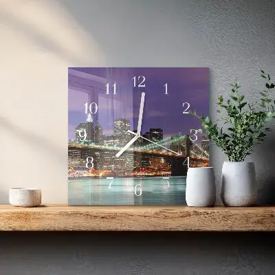 Vierkante glas klok De brug aan de horizon