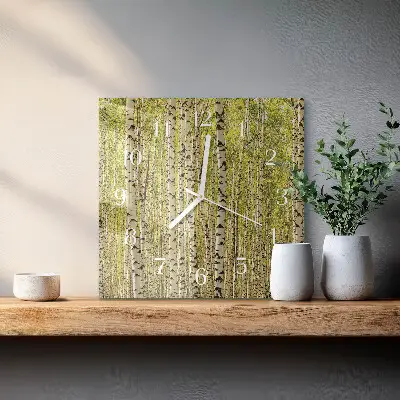 Decoratieve glazen klok vierkant Berkenbos